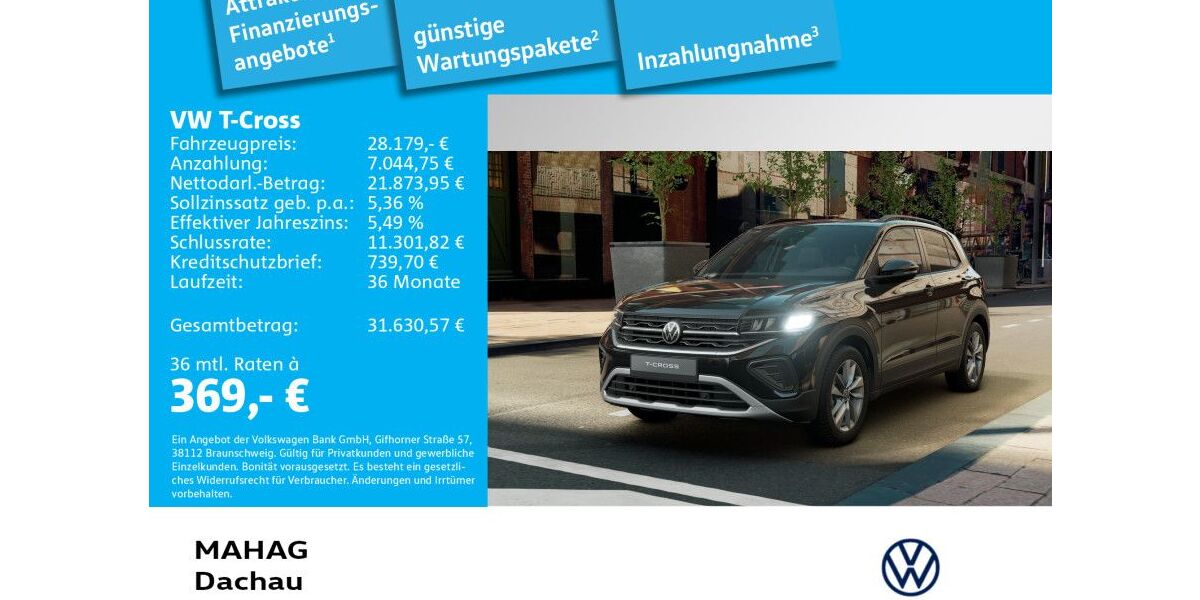 VW T-Cross 3.000 km 28.179 &euro; Dachau 85221