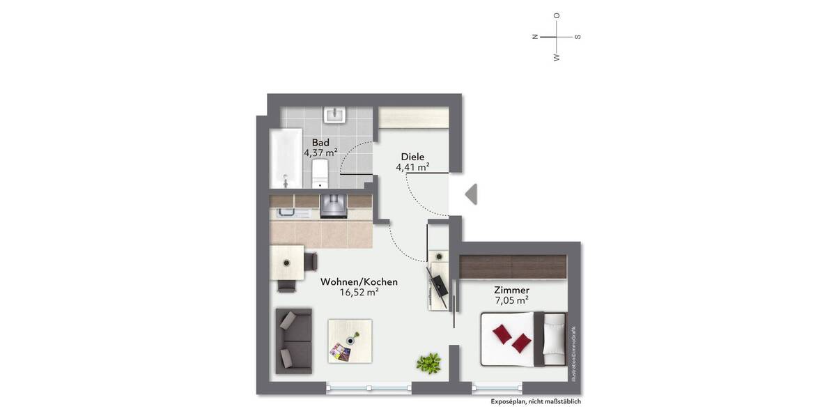 Etagenwohnung München Maxvorstadt - 1 Zimmer, 32 m&sup2;, 320.000&euro; | Angebot:26543233