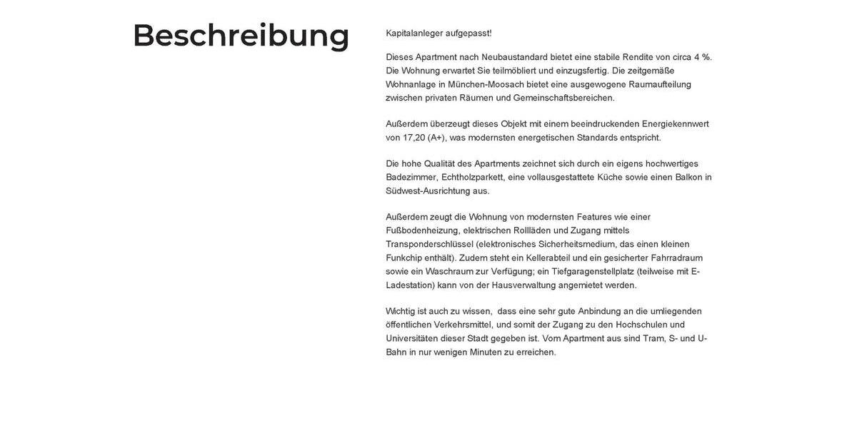 Etagenwohnung München Moosach - 1 Zimmer, 18 m&sup2;, 259.000&euro; | Angebot:26379444