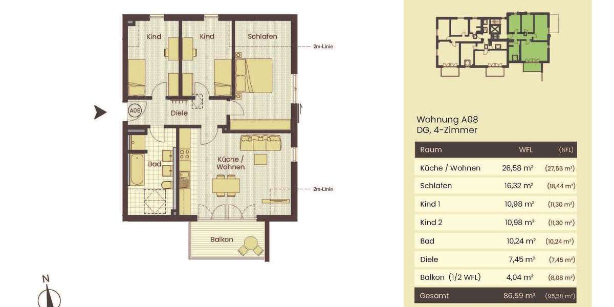 Etagenwohnung Ebersberg - 4 Zimmer, 87 m&sup2;, 1.490&euro; | Angebot:26537523