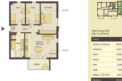 Wohnung Ebersberg - 4 Zimmer, 87 m&sup2;, 1.490&euro; | Angebot:26537523