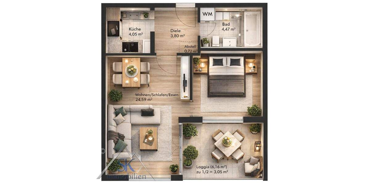 Etagenwohnung Puchheim Puchheim Bahnhof - 2 Zimmer, 41 m&sup2;, 312.000&euro; | Angebot:25666754