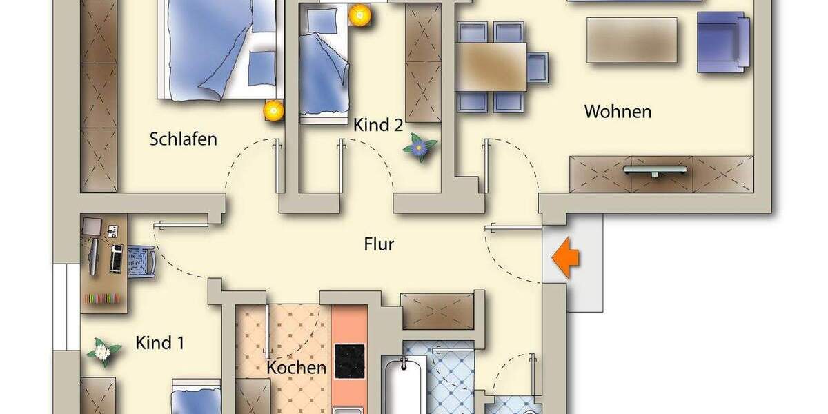 Etagenwohnung Fürstenfeldbruck - 4 Zimmer, 77 m&sup2;, 349.000&euro; | Angebot:25699542