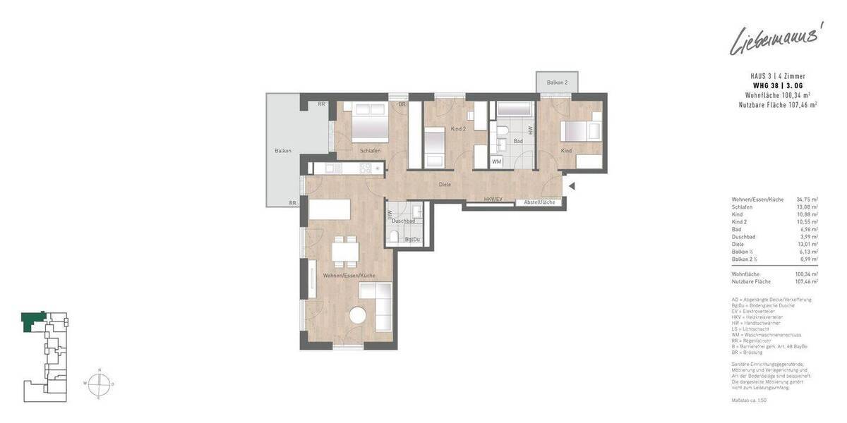 Etagenwohnung München Milbertshofen-Am Hart - 4 Zimmer, 100 m&sup2;, 1.034.900&euro; | Angebot:26139935