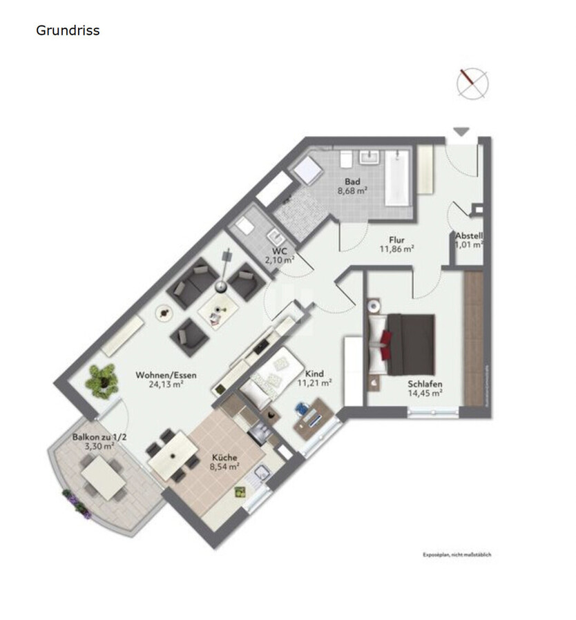 WINDISCH ImmobilieN - Hell und zentral gelegen - DreiZimmerwohnung mit gehobener Ausstattung
