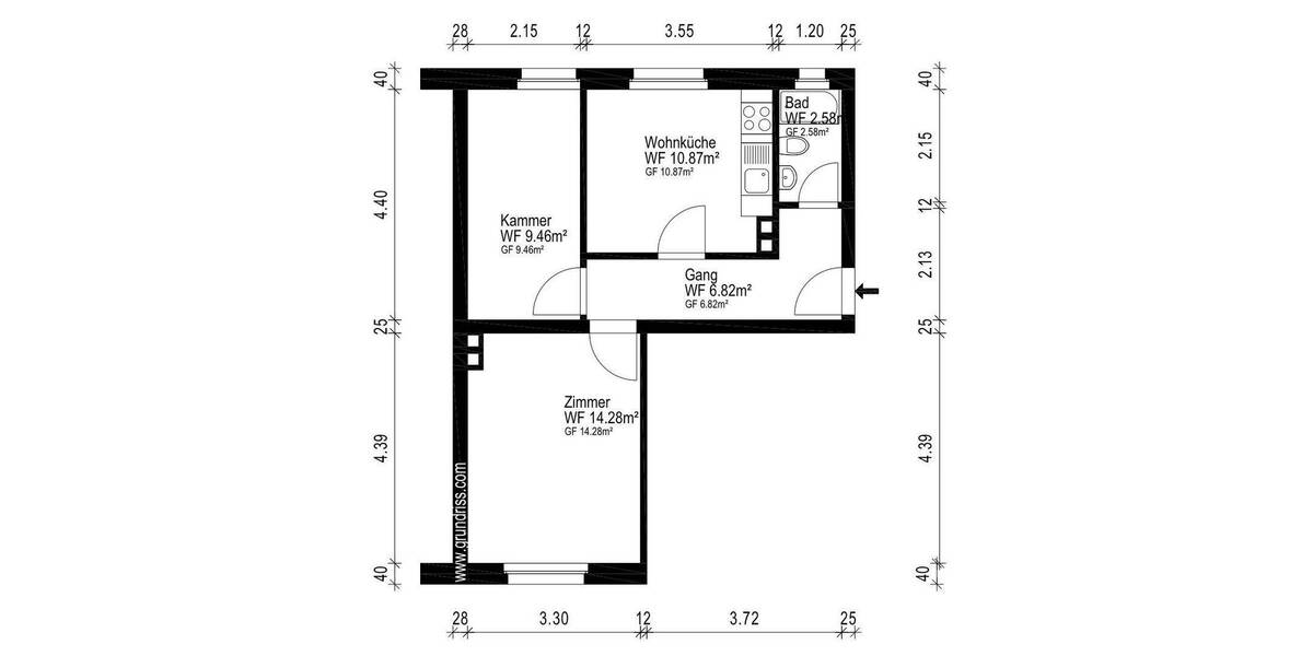 Etagenwohnung München Sendling - 2 Zimmer, 44 m&sup2;, 1.290&euro; | Angebot:26919395