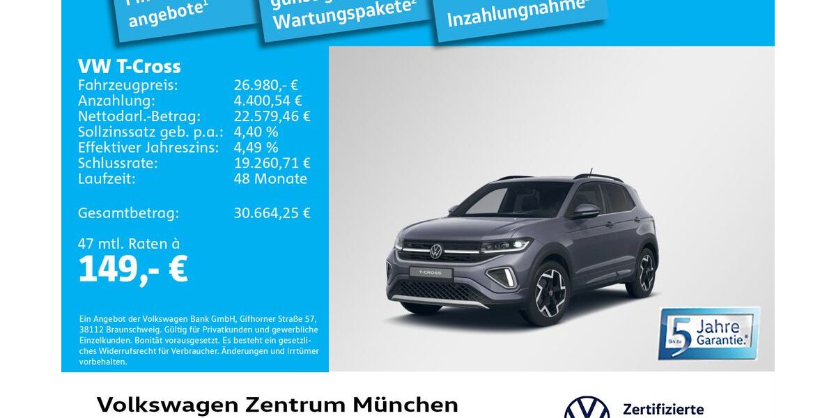 VW T-Cross 7.381 km 26.980 &euro; München 80687