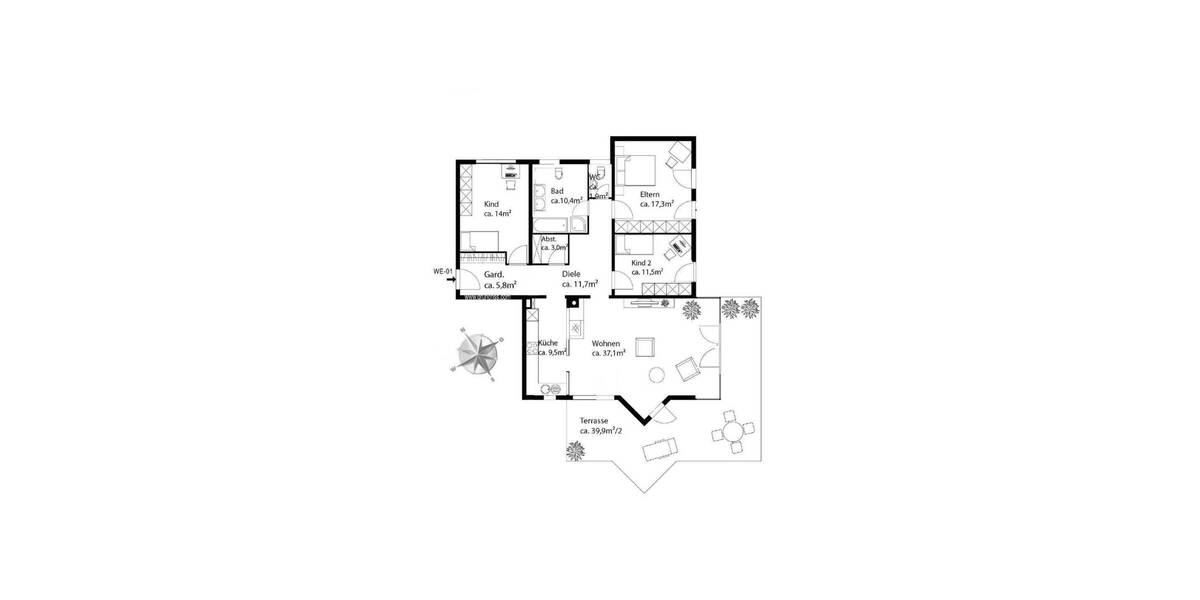 Etagenwohnung Starnberg Söcking - 4 Zimmer, 138 m&sup2;, 1.090.000&euro; | Angebot:25814976