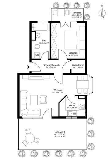 Etagenwohnung München Sendling - 2 Zimmer, 59 m&sup2;, 625.000&euro; | Angebot:25796497