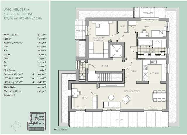 Etagenwohnung München Hadern - 4 Zimmer, 132 m&sup2;, 1.595.000&euro; | Angebot:27118350