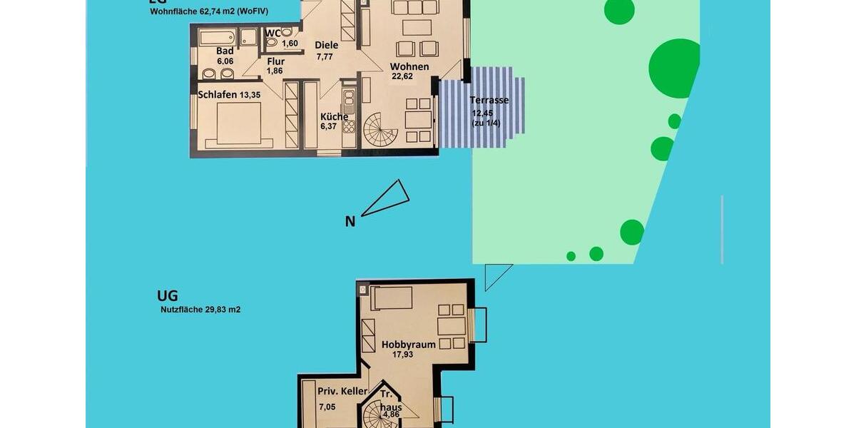 Erdgeschoßwohnung München Trudering-Riem - 2.5 Zimmer, 63 m&sup2;, 515.000&euro; | Angebot:27130370